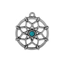5 Pcs Tibetan Silver DREAMCATCHER CARVED WITH BLUE CABOCHON 31mm x 27mm Charms Pendants, Lead & Nickel Free Metal Charms Pendants Beads