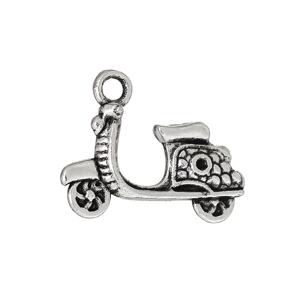 5 Pcs Tibetan Silver MOPED SCOOTER 17mm x 13mm Charms Pendants, Lead & Nickel Free Metal Charms Pendants Beads