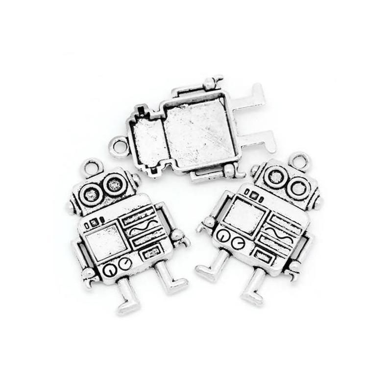 5 Pcs Tibetan Silver ROBOT TOY 3D 40mm x 27mm Charms Pendants, Lead & Nickel Free Metal Charms Pendants Beads