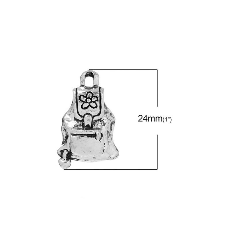 1 Pc Tibetan Silver SCHOOL BAG 3D 24mm x 15mm Charms Pendants, Lead & Nickel Free Metal Charms Pendants Beads