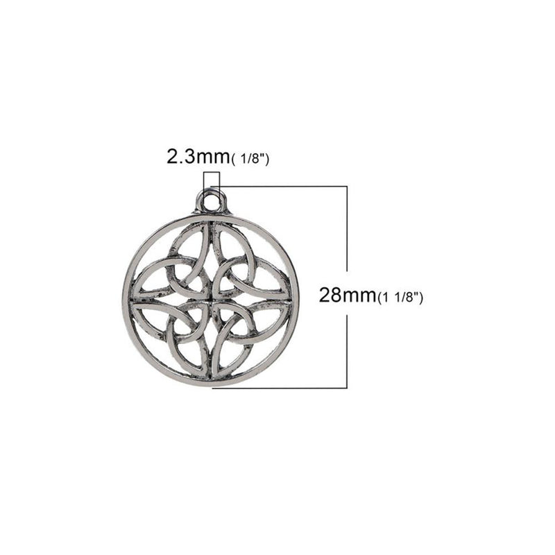5 Pcs Tibetan Silver CELTIC KNOT CARVED HOLLOW 28mm x 24mm Charms Pendants, Lead & Nickel Free Metal Charms Pendants Beads